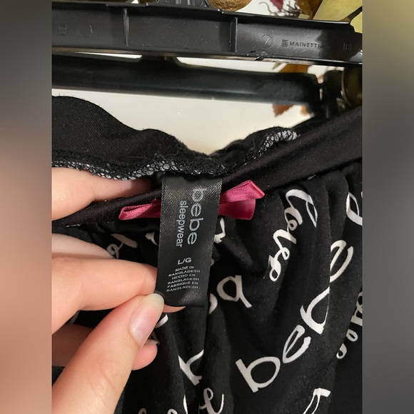 BEBE Black Pajamas - Shorts , Tank Top, and Robe Set - Picture 6 of 9